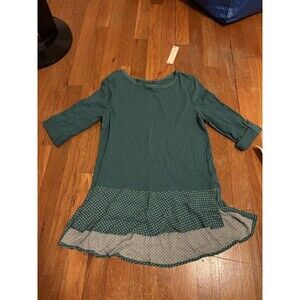 MAISON JULES Ladies 3/4 Sleeve Tee Polka Dot Bayou Green  Women's X-Smal…